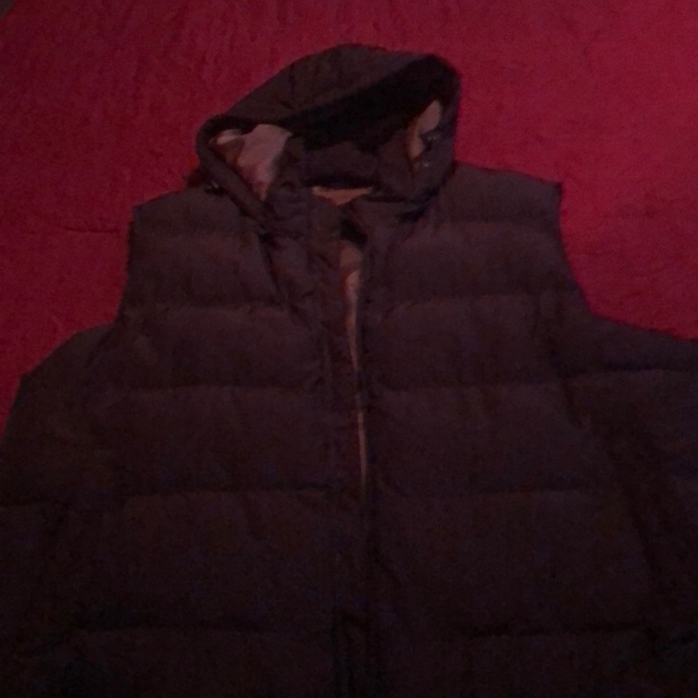 Brown vest puff with hood